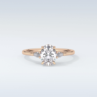Elegant 1.0 CT Three Stones Engagement Ring Featuring Oval Moissanite