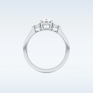 Elegant 0.95 CT Three Stones Engagement Ring Featuring Cushion Moissanite
