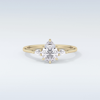 Elegant 0.86 CT Three Stones Engagement Ring Featuring Pear Moissanite