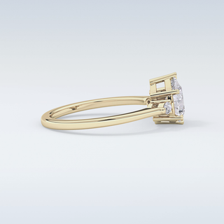 Elegant 0.86 CT Three Stones Engagement Ring Featuring Pear Moissanite