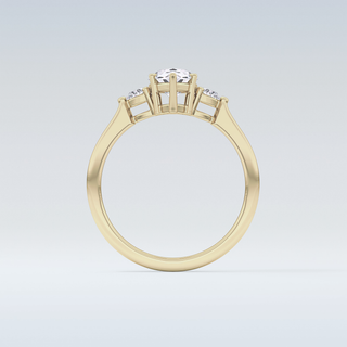 Elegant 0.86 CT Three Stones Engagement Ring Featuring Pear Moissanite