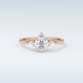 Elegant 0.86 CT Three Stones Engagement Ring Featuring Pear Moissanite