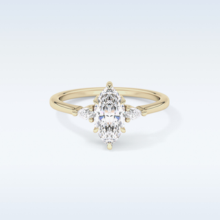 Elegant 0.82 CT Three Stones Engagement Ring Featuring Marquise Moissanite