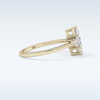 Elegant 0.82 CT Three Stones Engagement Ring Featuring Marquise Moissanite