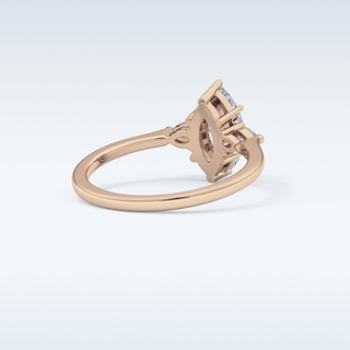 Elegant 0.82 CT Three Stones Engagement Ring Featuring Marquise Moissanite