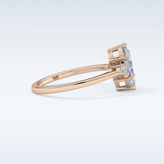 Elegant 0.82 CT Three Stones Engagement Ring Featuring Marquise Moissanite