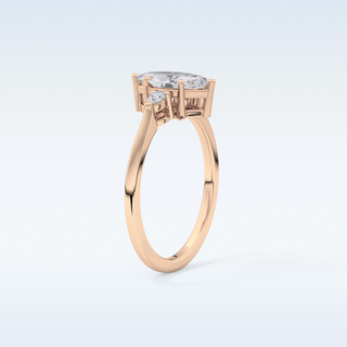 Elegant 0.82 CT Three Stones Engagement Ring Featuring Marquise Moissanite