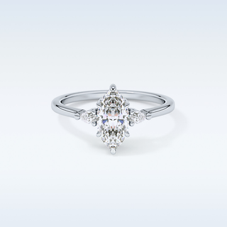 Elegant 0.82 CT Three Stones Engagement Ring Featuring Marquise Moissanite