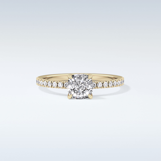 0.95 CT Pave Engagement Ring Featuring Cushion Moissanite