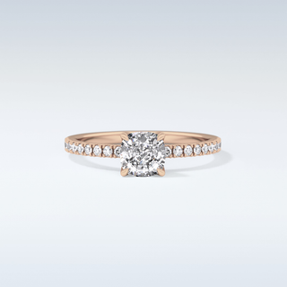 0.95 CT Pave Engagement Ring Featuring Cushion Moissanite