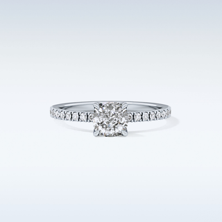 0.95 CT Pave Engagement Ring Featuring Cushion Moissanite