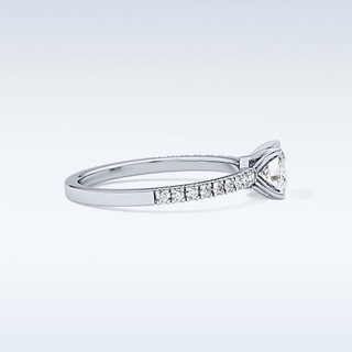 0.95 CT Pave Engagement Ring Featuring Cushion Moissanite