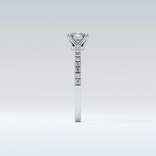 0.95 CT Pave Engagement Ring Featuring Cushion Moissanite