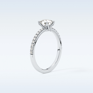 0.95 CT Pave Engagement Ring Featuring Cushion Moissanite