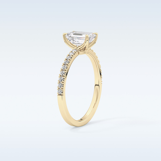 1.02 CT Pave Engagement Ring Featuring Emerald Moissanite