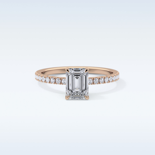 1.02 CT Pave Engagement Ring Featuring Emerald Moissanite