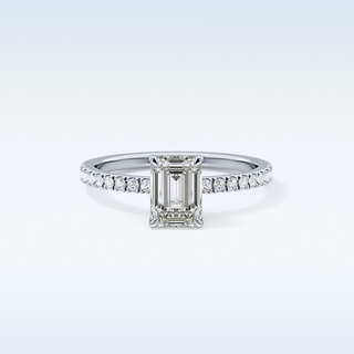 1.02 CT Pave Engagement Ring Featuring Emerald Moissanite