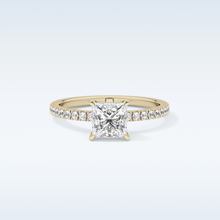 1.04 CT Pave Engagement Ring Featuring Princess Moissanite