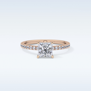 1.04 CT Pave Engagement Ring Featuring Princess Moissanite