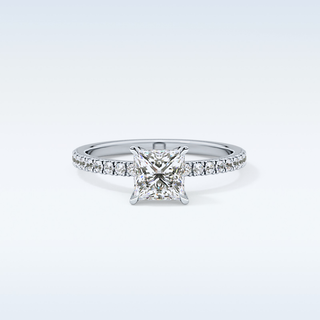 1.04 CT Pave Engagement Ring Featuring Princess Moissanite