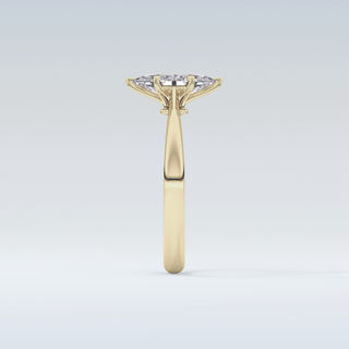 Stunning 0.82 CT Cathedral Solitaire Engagement Ring Featuring Marquise Moissanite