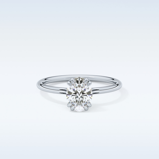 0.93 CT Solitaire & Double Prongs Engagement Ring Featuring Oval Moissanite