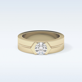 Beautiful Solitaire Wedding Band with 0.59 CT Round Cut Moissanite