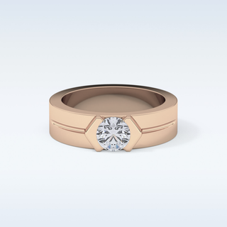 Beautiful Solitaire Wedding Band with 0.59 CT Round Cut Moissanite