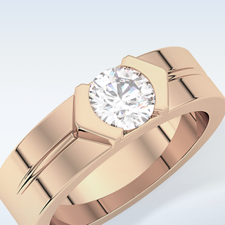 Beautiful Solitaire Wedding Band with 0.59 CT Round Cut Moissanite