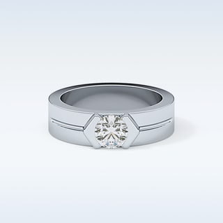 Beautiful Solitaire Wedding Band with 0.59 CT Round Cut Moissanite