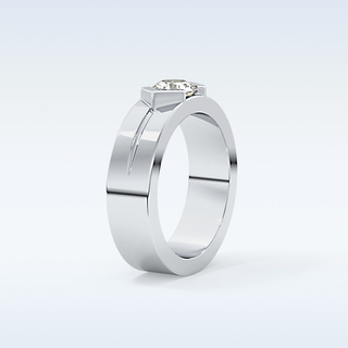 Beautiful Solitaire Wedding Band with 0.59 CT Round Cut Moissanite