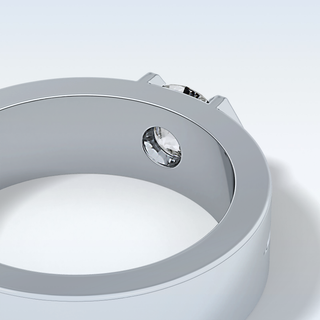 Beautiful Solitaire Wedding Band with 0.59 CT Round Cut Moissanite