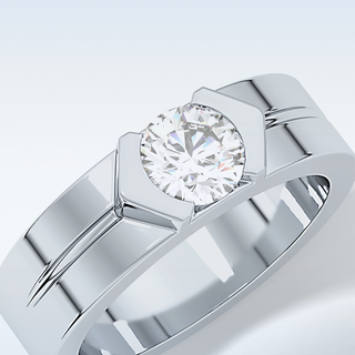 Beautiful Solitaire Wedding Band with 0.59 CT Round Cut Moissanite