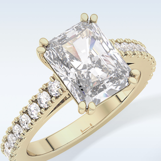 3.03 CT Pave Engagement Ring Featuring Emerald Moissanite