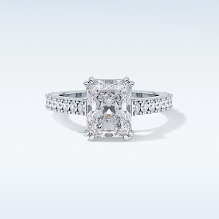 3.03 CT Pave Engagement Ring Featuring Emerald Moissanite