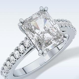 3.03 CT Pave Engagement Ring Featuring Emerald Moissanite