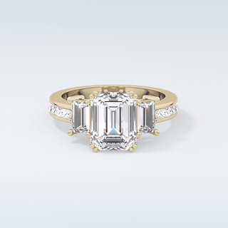 Elegant 2.65 CT Three Stones Engagement Ring Featuring Emerald Moissanite