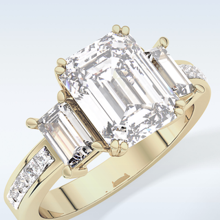 Elegant 2.65 CT Three Stones Engagement Ring Featuring Emerald Moissanite