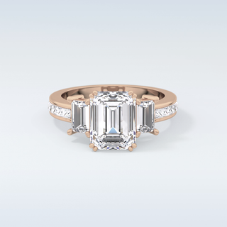 Elegant 2.65 CT Three Stones Engagement Ring Featuring Emerald Moissanite