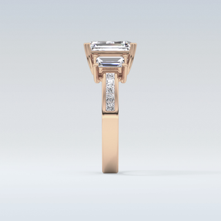 Elegant 2.65 CT Three Stones Engagement Ring Featuring Emerald Moissanite