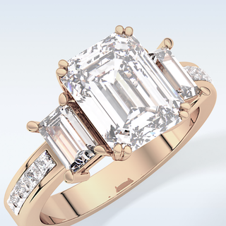 Elegant 2.65 CT Three Stones Engagement Ring Featuring Emerald Moissanite