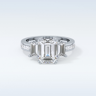 Elegant 2.65 CT Three Stones Engagement Ring Featuring Emerald Moissanite