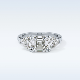 Elegant 1.78 CT Three Stones Engagement Ring Featuring Emerald Moissanite