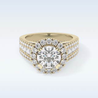 2.22 CT Halo & Pave Engagement Ring Featuring Round Moissanite
