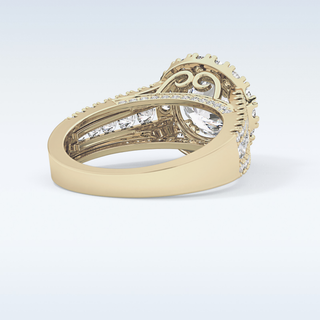 2.22 CT Halo & Pave Engagement Ring Featuring Round Moissanite