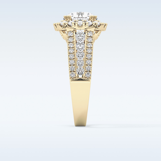 2.22 CT Halo & Pave Engagement Ring Featuring Round Moissanite