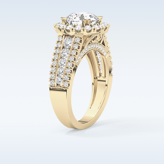 2.22 CT Halo & Pave Engagement Ring Featuring Round Moissanite