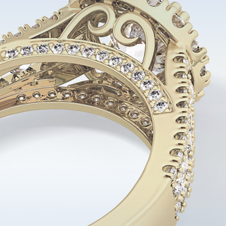 2.22 CT Halo & Pave Engagement Ring Featuring Round Moissanite