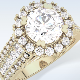 2.22 CT Halo & Pave Engagement Ring Featuring Round Moissanite