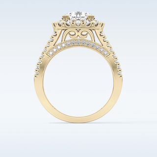 2.22 CT Halo & Pave Engagement Ring Featuring Round Moissanite